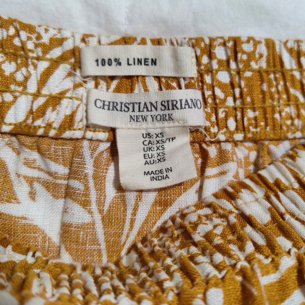 Christian Siriano 100% Linen Botanical Mini Skirt Mustard White XS - Picture 4 of 4